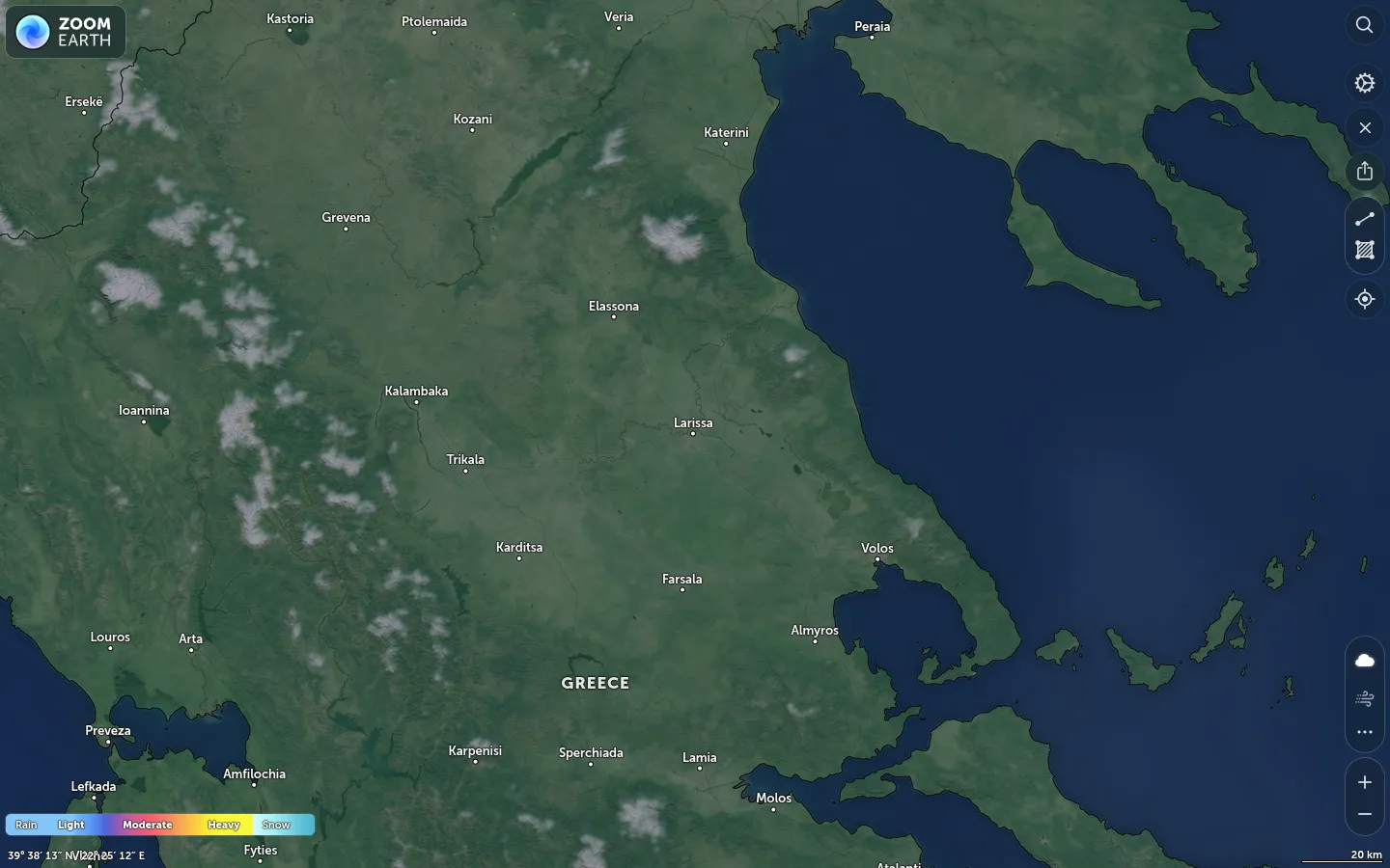 Χάρτης βροχόπτωσης Λάρισα καιρός