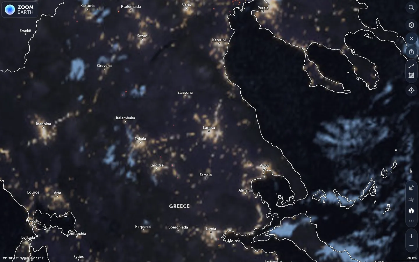 Δορυφορική εικόνα Λάρισα καιρός