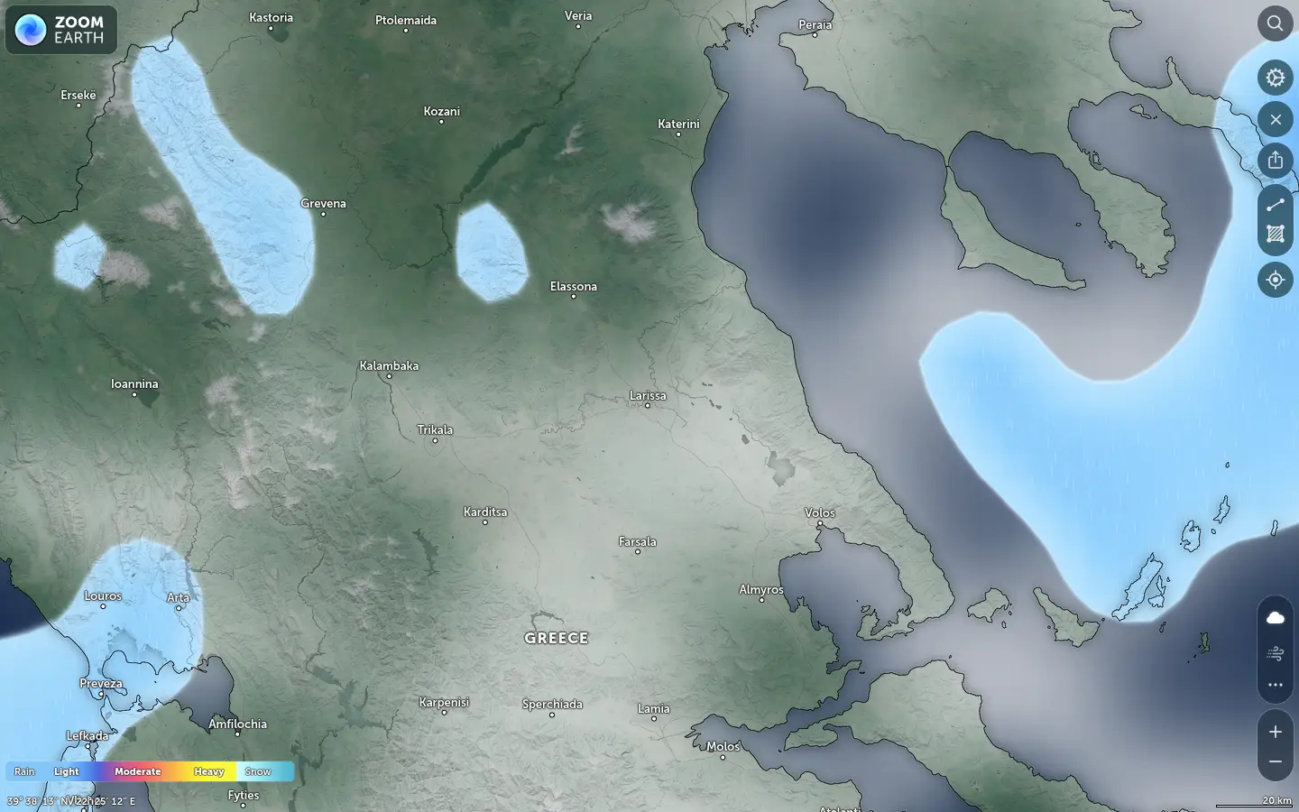 Χάρτης βροχόπτωσης Λάρισα καιρός