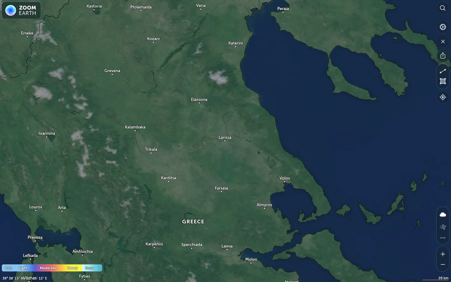 Χάρτης βροχόπτωσης Λάρισα καιρός