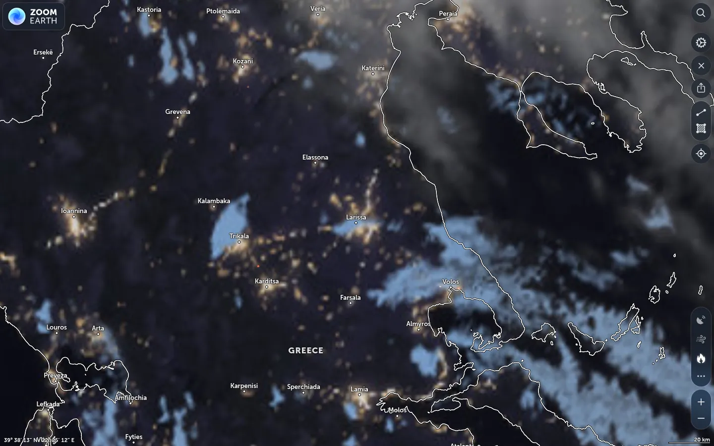 Δορυφορική εικόνα Λάρισα καιρός